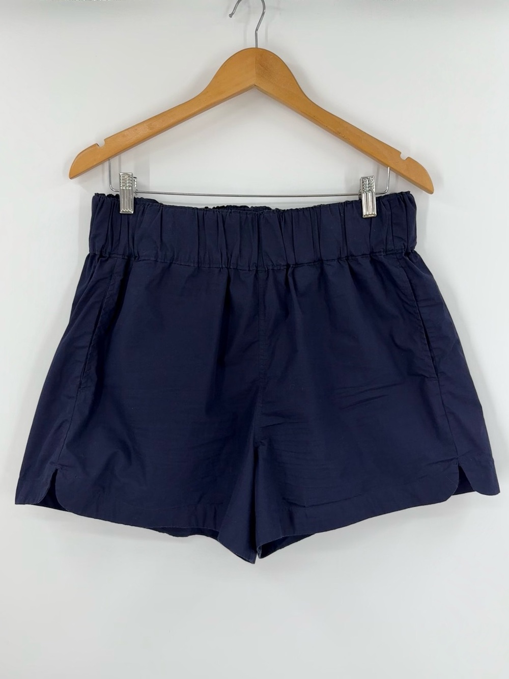 Quince 100% Organic Cotton Poplin Pull-On Shorts | Navy | Large